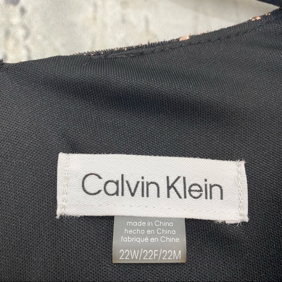 Calvin Klein Plus Metallic Dot Surplice Copper Gold Long Sleeve Sheath Dress - Picture 9 of 11